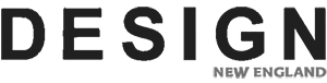 Black text reads DESIGN in large, bold letters, with smaller gray text underneath on the right that says NEW ENGLAND on a white background.