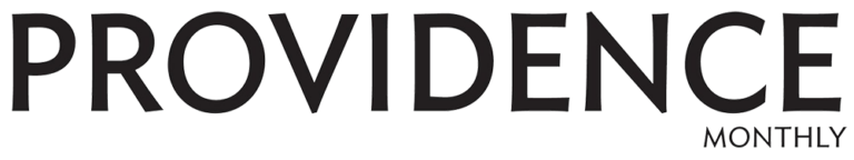 The image features the words PROVIDENCE MONTHLY in bold, black, uppercase letters on a light gray background. PROVIDENCE is large, while MONTHLY is smaller and positioned in the lower right corner.